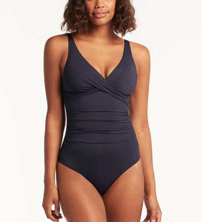 SEA LEVEL Swim Eco Essentials Cross Front Multifit One Piece - Navy