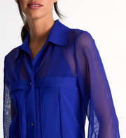 SHAN Grid Mesh Beach Shirt - Blue Majorelle