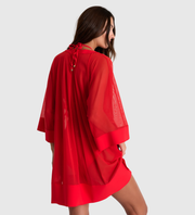 🍁SHAN Mesh Tunic Cover-Up - Red