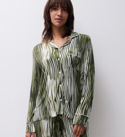 CHANTELLE Femilet Daisy Long Sleeve & Pant PJ Set - Green Lines