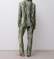 CHANTELLE Femilet Daisy Long Sleeve & Pant PJ Set - Green Lines