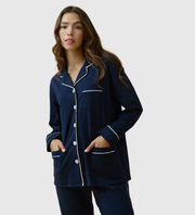 🍁KIP Luxe Stretch Cotton Pajama Set - Midnight Blue
