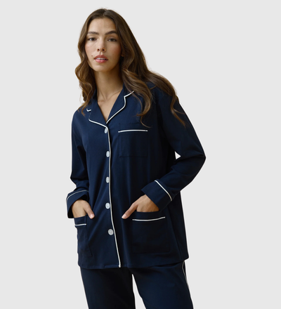 🍁KIP Luxe Stretch Cotton Pajama Set - Midnight Blue