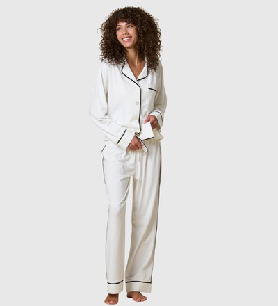🍁KIP Luxe Stretch Cotton Pajama Set - White