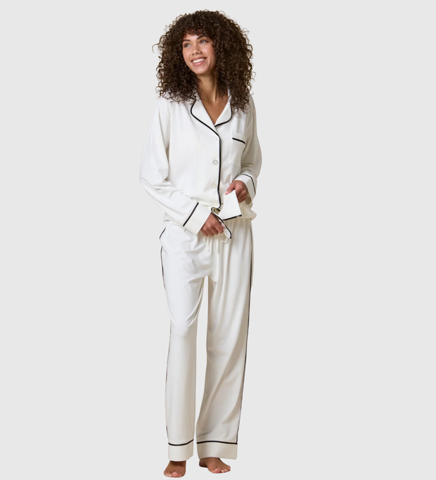 🍁KIP Luxe Stretch Cotton Pajama Set - White
