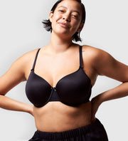 Chantelle’s innovative memory foam bra is a great t-shirt friendly, fully supportive style.  This seamless, no-frills bra is perfect for anyone that prefers no lace or embellishments. The back band is strong with power mesh fabric that “hugs” the back comfortably.  A little bit more about Memory Foam:  the crush-resistant cups use your body heat to mold to your breasts allowing a youthful, rounded shape.   Match with Chantelle Soft Stretch 