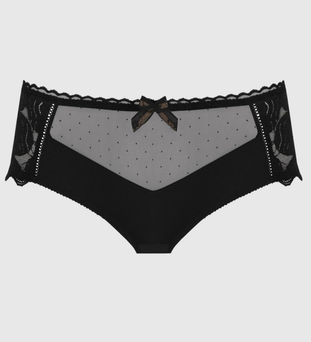 Lorelei - Sheer Seamless Peek-a-Boo Panties, Black, One Size