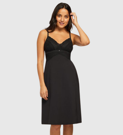 Belle Poque Full Length Slip Dress for Women Black Lace Slip