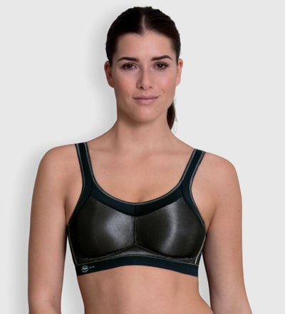 Sports bra perfection to help you achieve your best personal performance. Anita's bestselling, high impact sports bra has seamlessly pre-shaped cups that provide perfect support up until an H cup. The shiny and highly functional sweat management fabric has an energetic sheen that keeps you cool and motivated.  All sizes are available. If you do not see your size available or in stock please contact us.