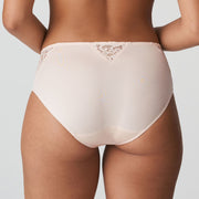 Vintage high briefs in a glossy satin fabric with trendy nineties lace on the side sections and the back. Silky Tan is a pale pastel that flatters your summer complexion.